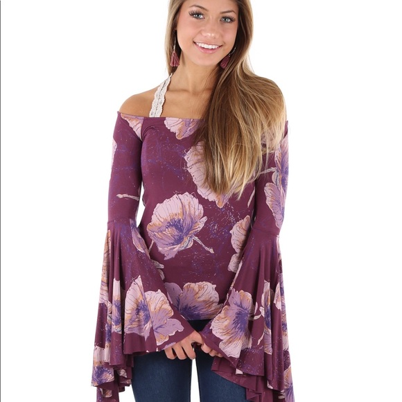 NWT FREE PEOPLE BIRDS OF PARADISE TOP in Wine - Picture 2 of 6